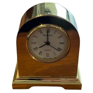 Bulova Vintage Brass Miniature Mantel Clock Model B0504 Needs battery